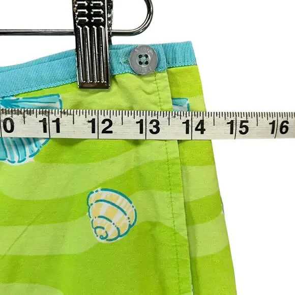 Vintage Lilly Pulitzer Reversible Wrap Skirt 6 Green Blue Low Tide Ocean Beach